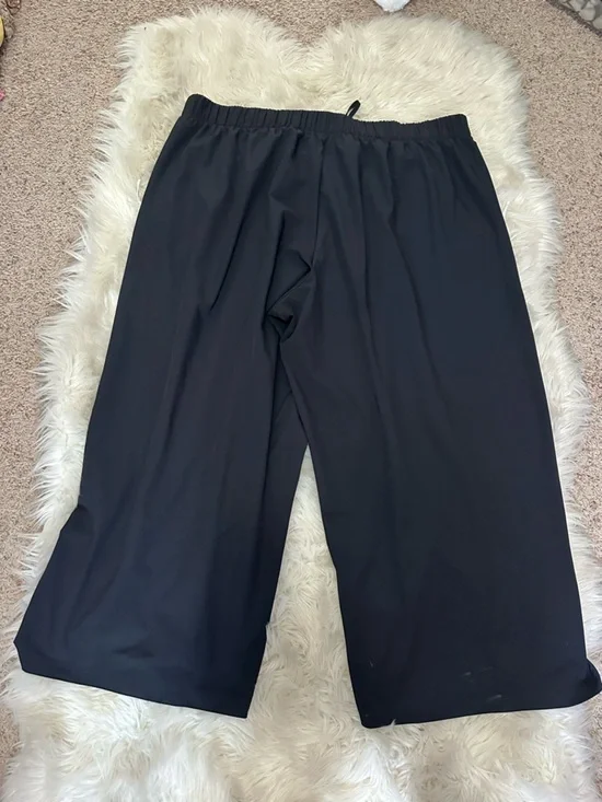 all in motion Black Wide-Leg Pants with bow White Contrast Trim - Picture 5 of 5